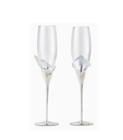 FAIRE silver calla lilly stemmed champagne flutes 1.jpg