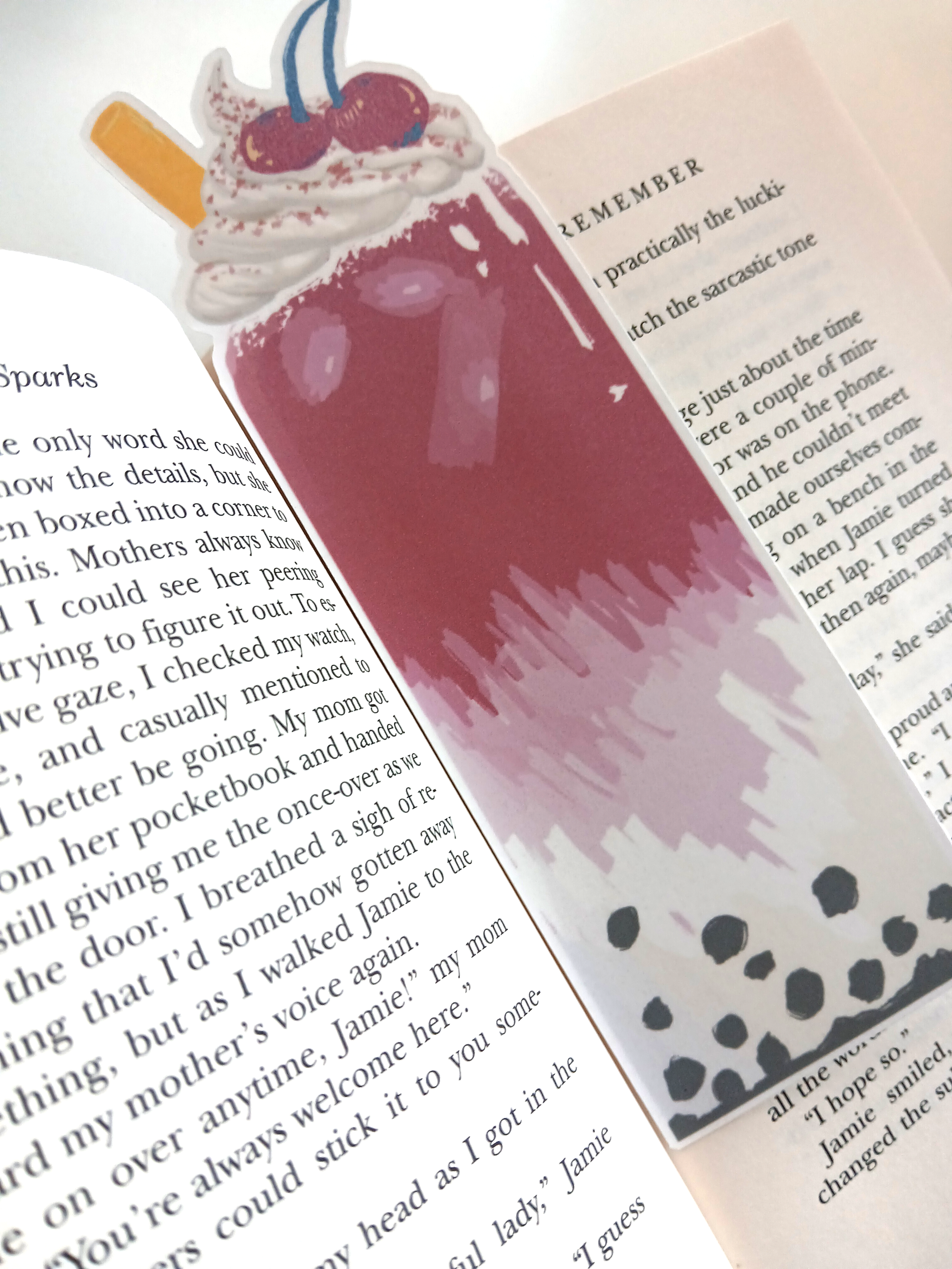 Sweet Cherry Boba Pink Drink Bookmark