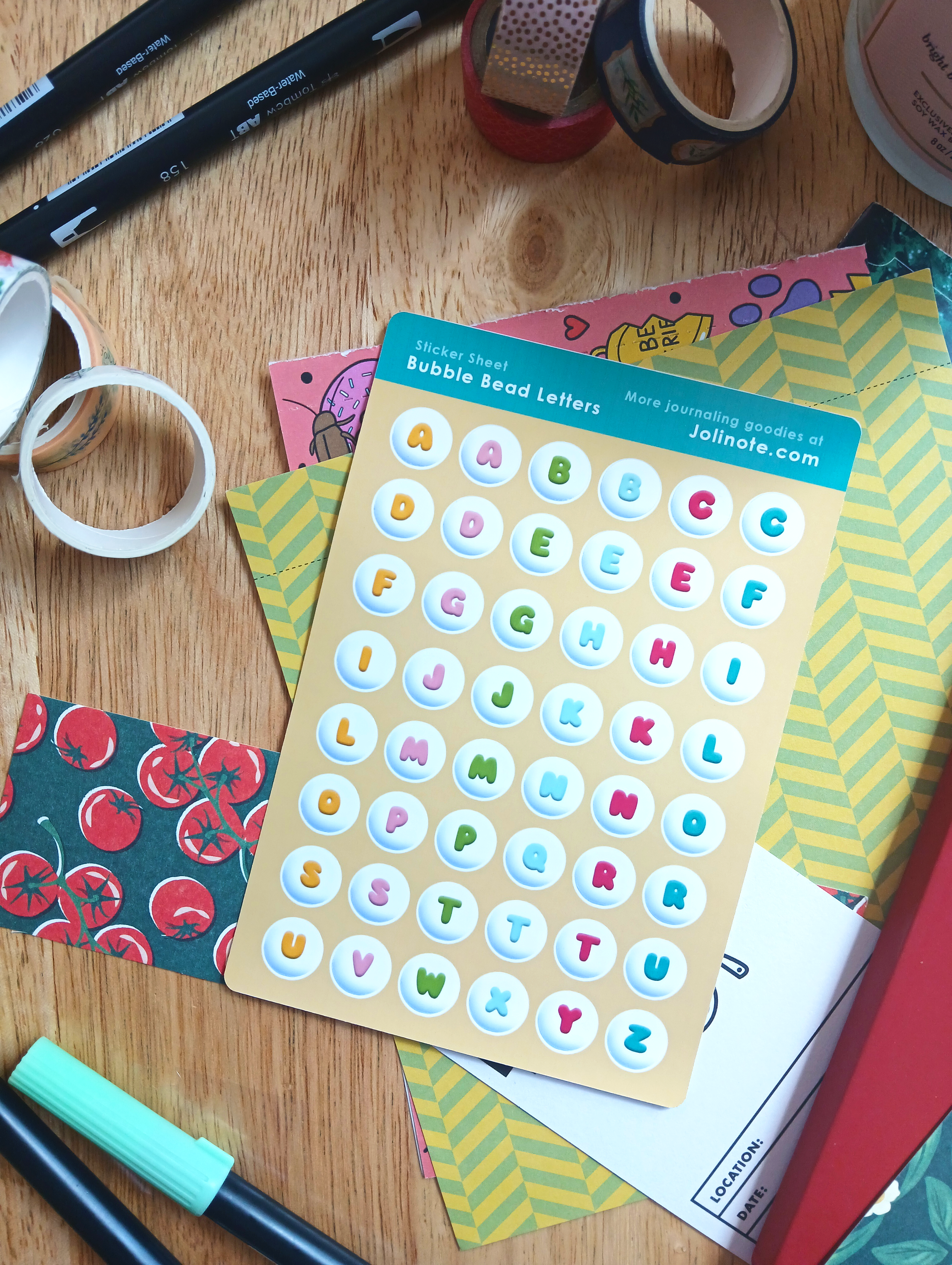 Multicolor Bead Letter Sticker Sheet