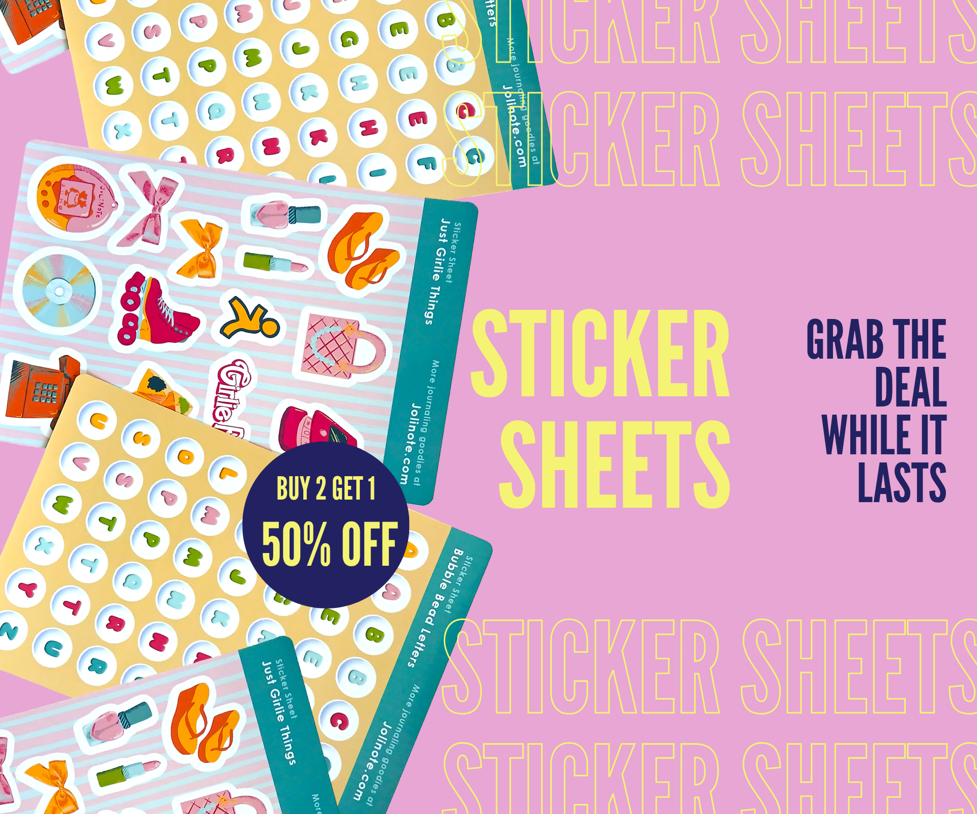Jolinote sticker sheets all buy 2 get 1 50% off