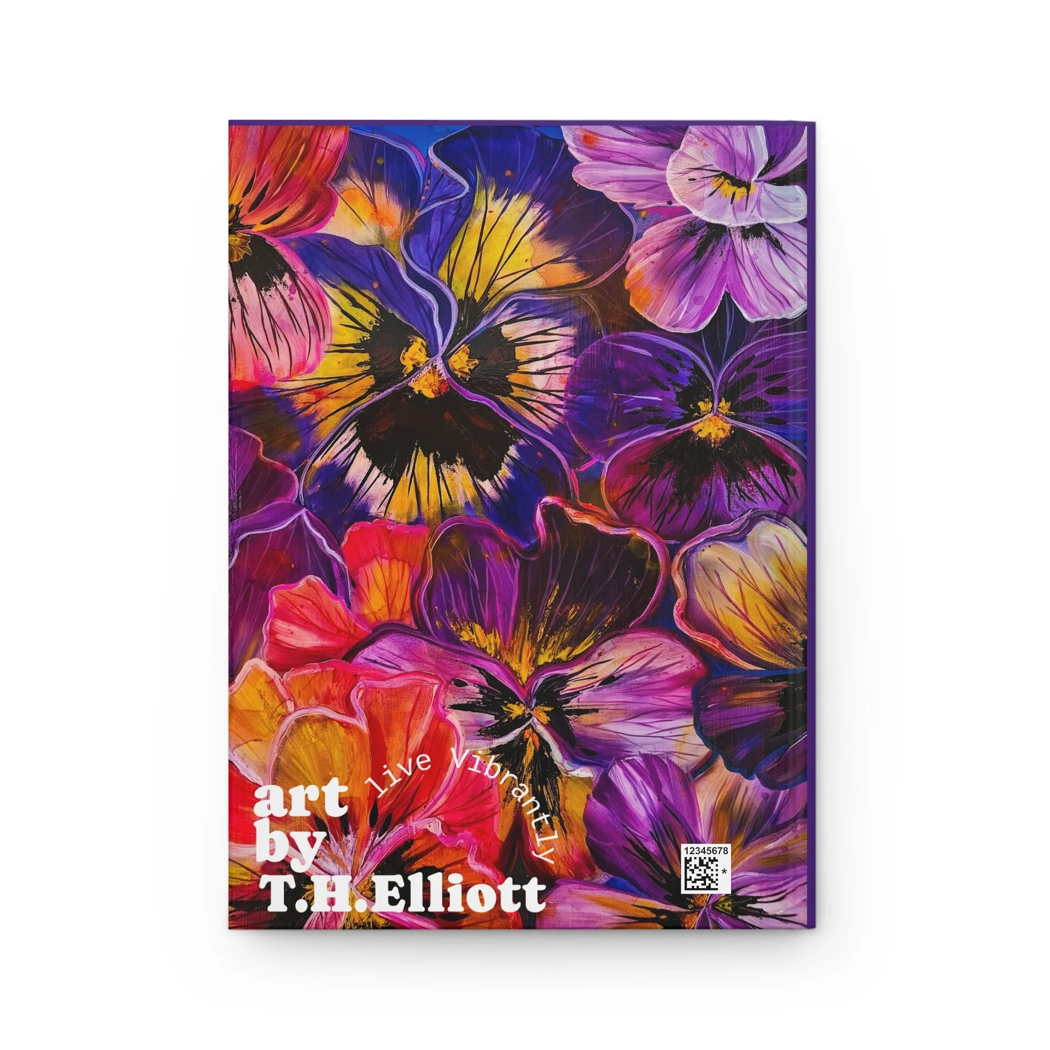 Floral Pansy Hardcover Journal — Vibrant Art Notebook by T.H. Elliott
