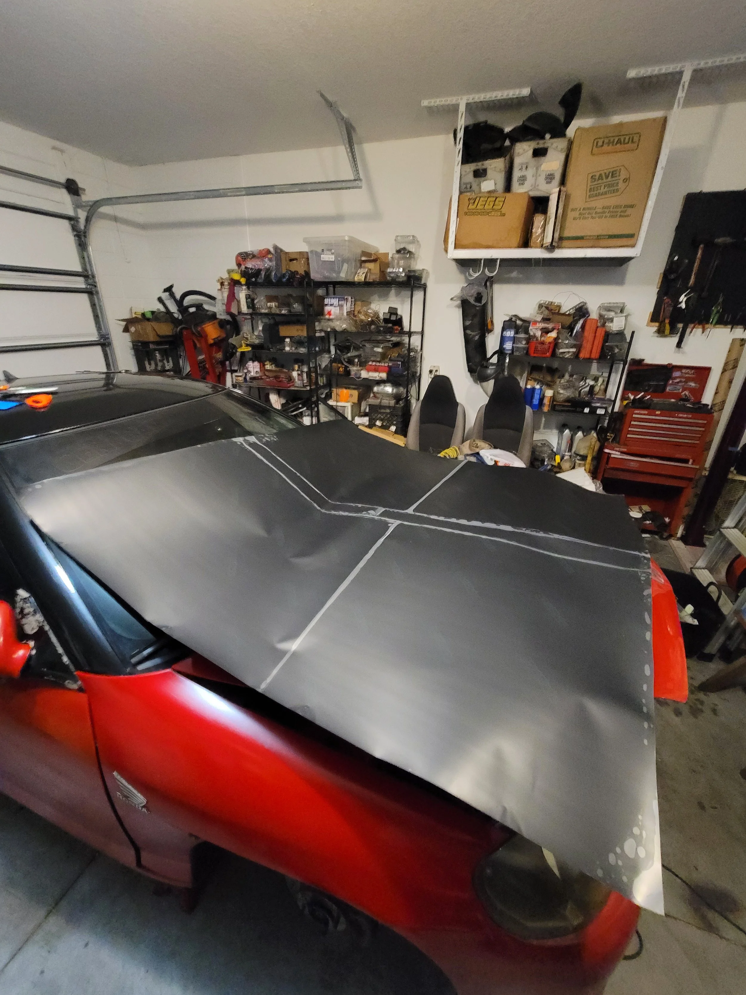 stock photo hood prepping to be wrapped at Tigerroad Auto Protection