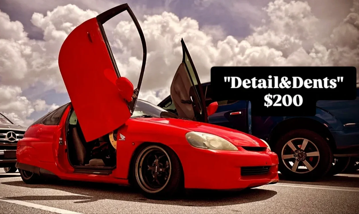 2000 Honda Insight ZE1 with Fortune Auto front coilovers and Custom Rear Suspension. Custom Lambo Door Hinges by Tigerroad Performance also known as Tigerroad Auto Protection LLC bespoke auto parts.