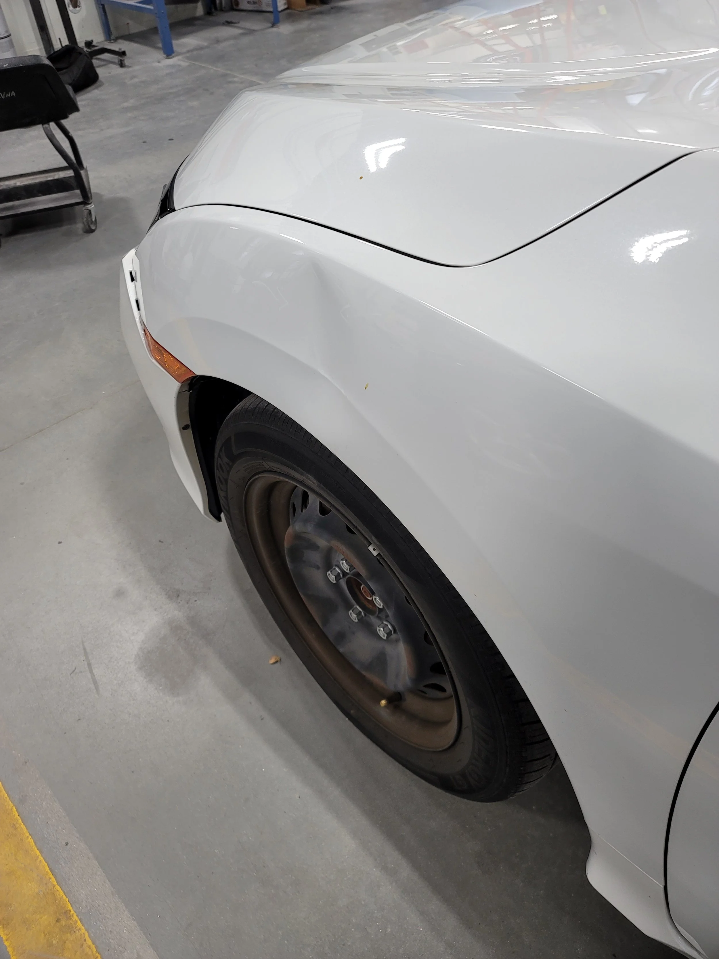 Bodyline Smash on 2016 Honda Civic; Paintless Dent Removal starting $300 at Tigerroad Auto Protection LLC, This particular Advanced bodyline is shallow and civics have thin metal, discounted to $250.