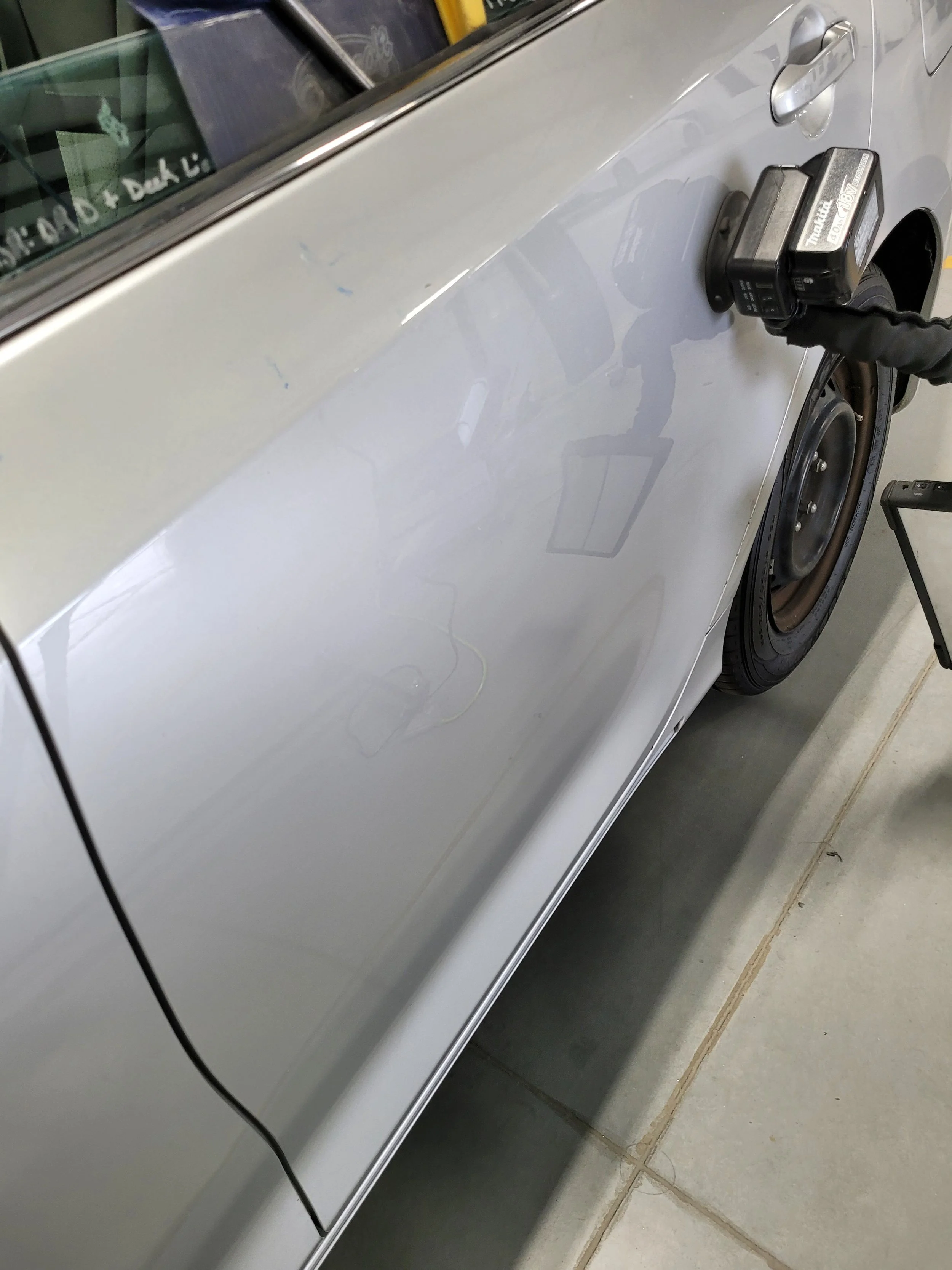 Deep Golf Ball hit Semi Stretched with Imprint, PDR 80% improved