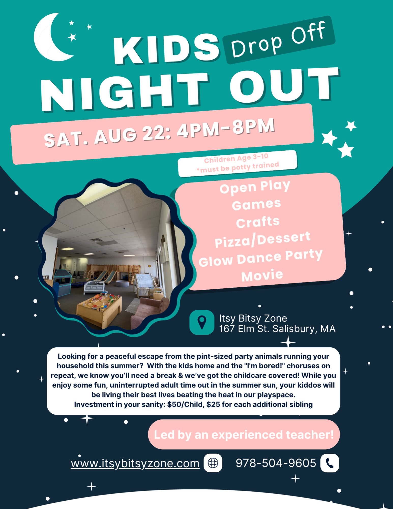 With the kiddos safely dropped off for our final Kids' Night of the summer, you can trade the usual evening chaos for a nice, quiet night out. 

Whether you're sipping seasonal drinks at our favorite spot, @bubblebarbostononmain in Amesbury, or just 