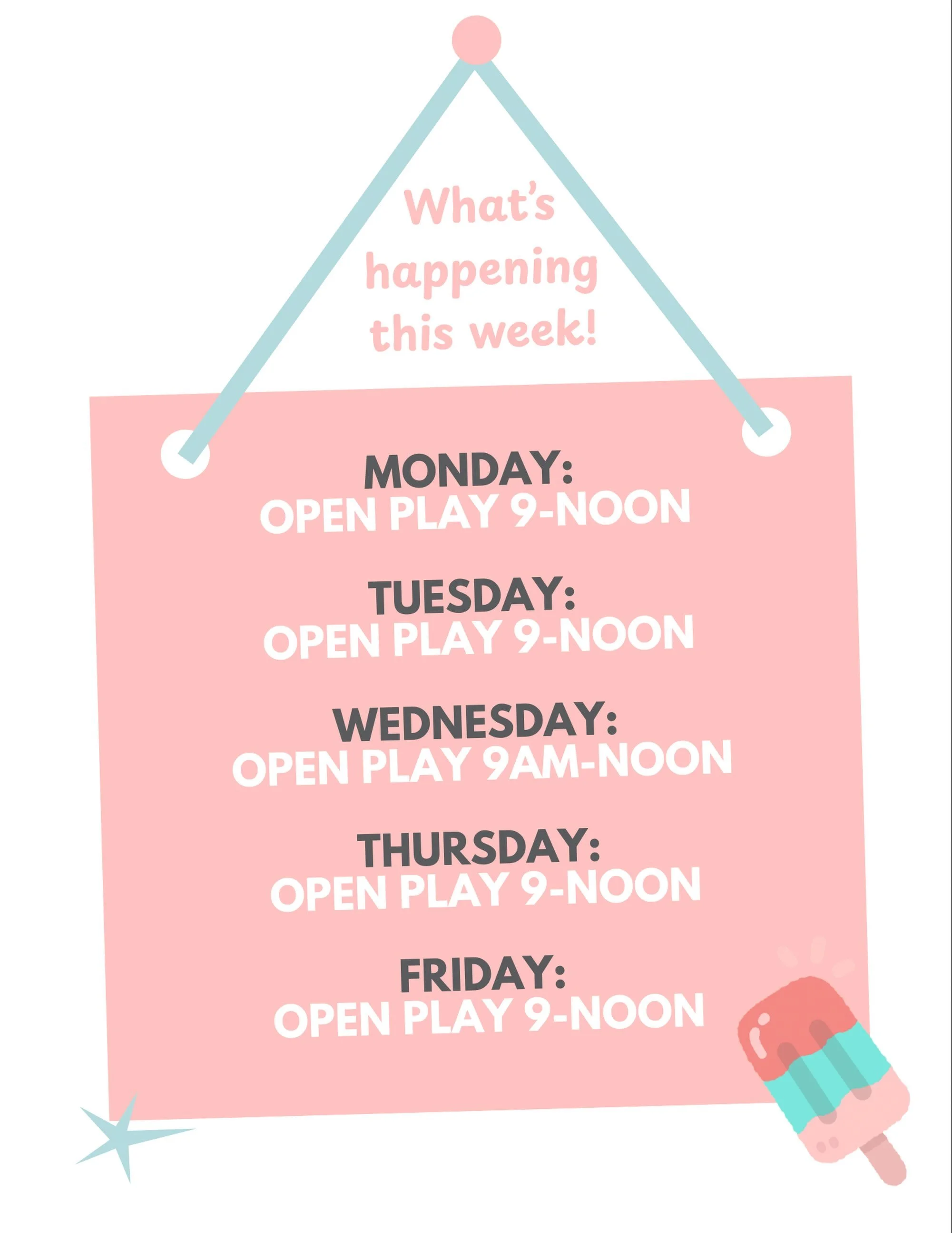 Here is the lineup for this week!

We will be hosting Summer Enrichment days this week &amp; will be asking families to register when they come in through the QR code or through online registration prior to visiting! 

Our back room will be closed bu