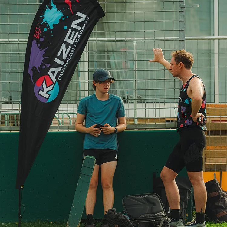 Athlete talking with coach