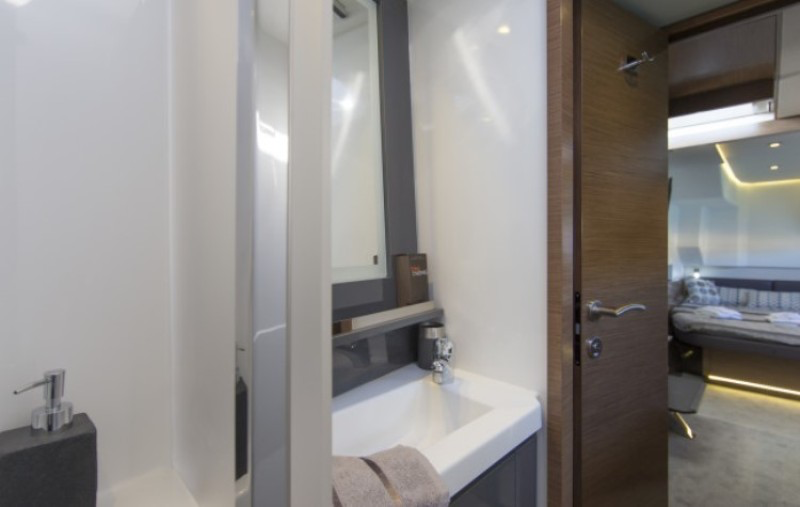 Full profile of the Fountaine Pajot MY37 power catamaran — 36ft 9in stable event platform