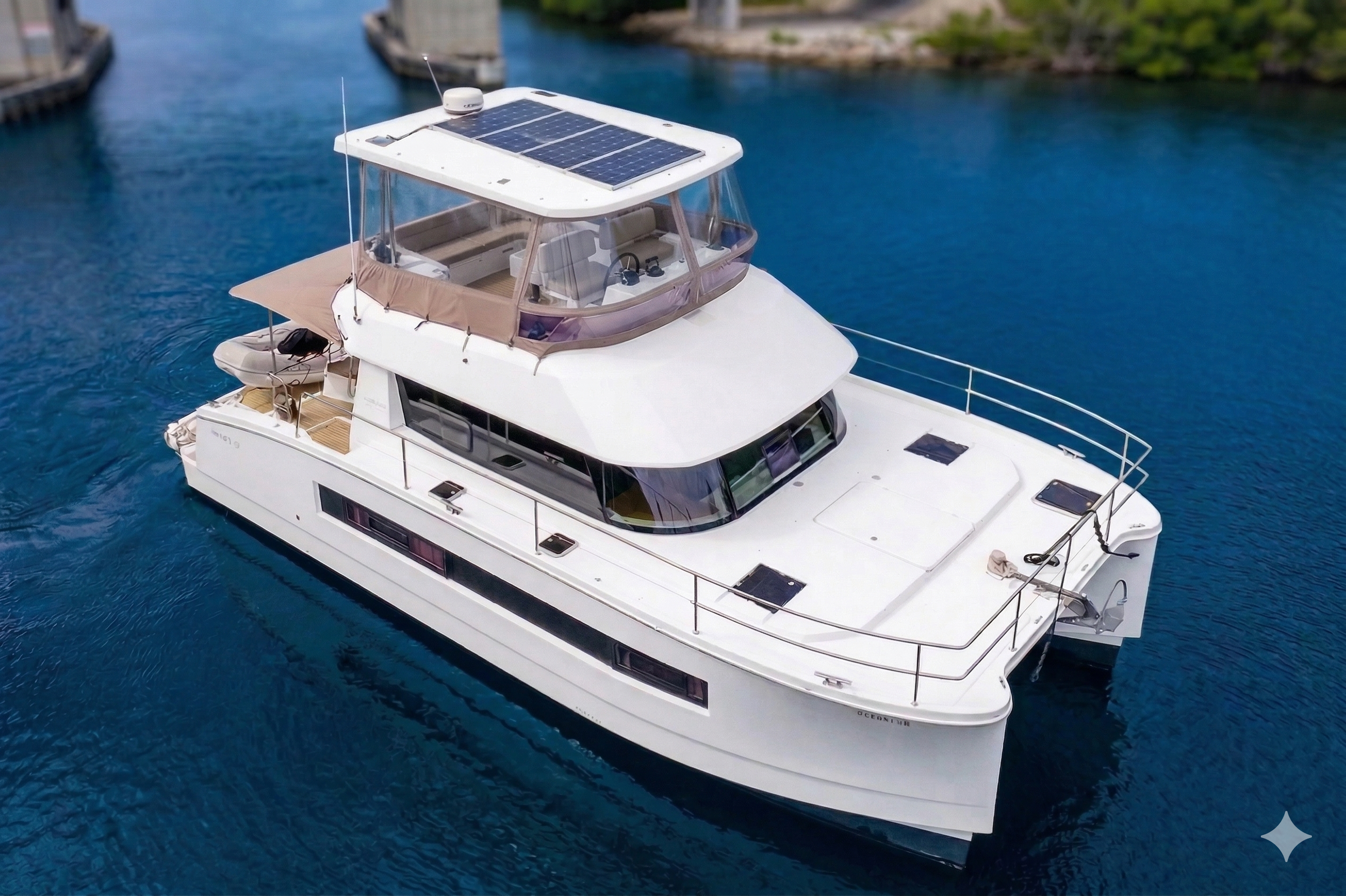 Fountaine Pajot MY37 power catamaran anchored in Fort Lauderdale for World Cup 2026 VVIP logistics
