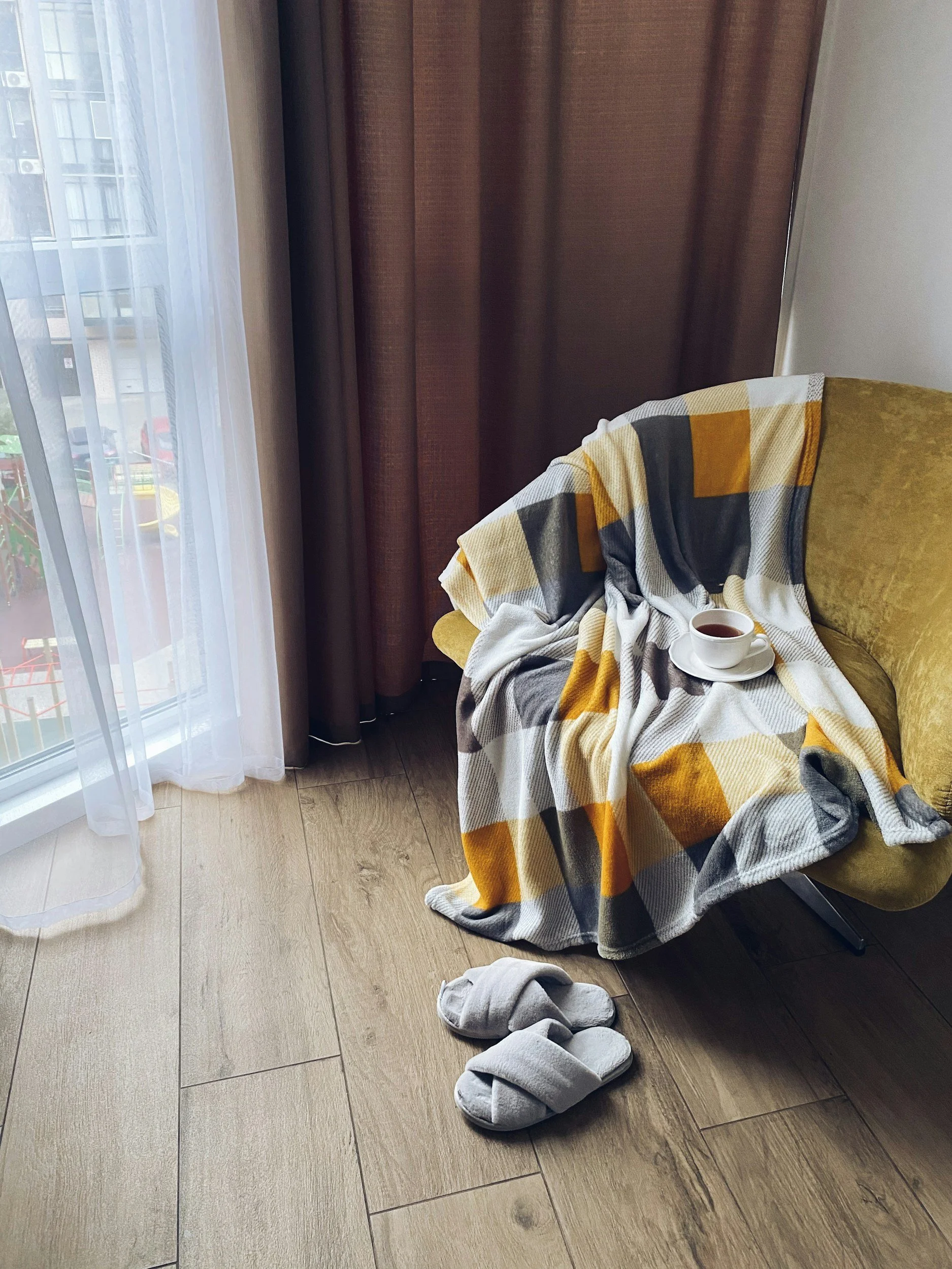 Comfortable home environment prepared for virtual EMDR therapy and nervous system healing