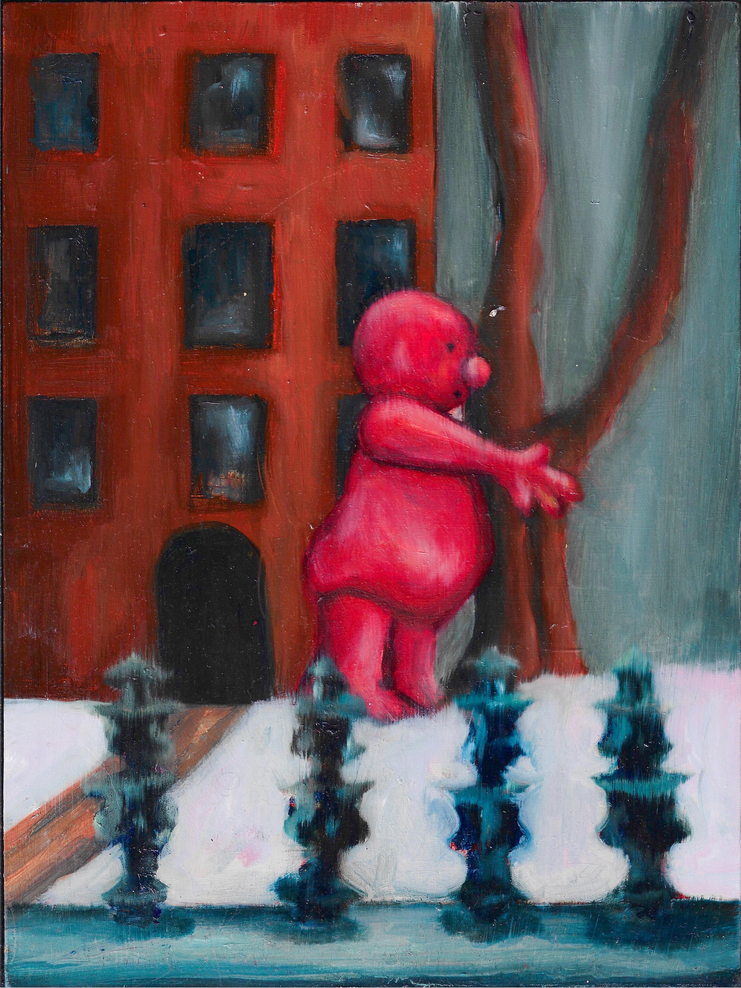 Pink Guy, Oil on wood, 2026