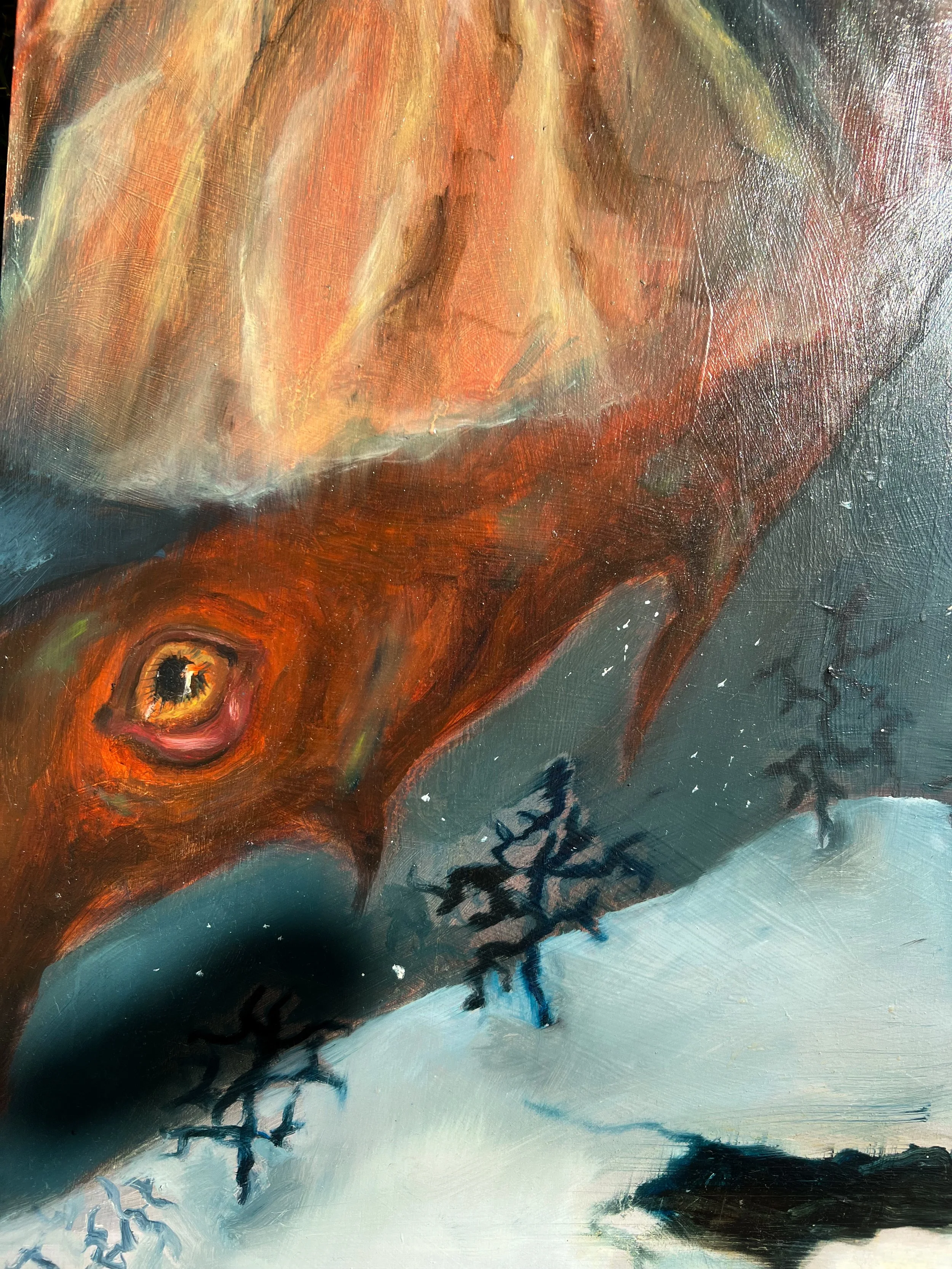 Arbol de Granada, Tree Closeup, Oil on Wood, 2026