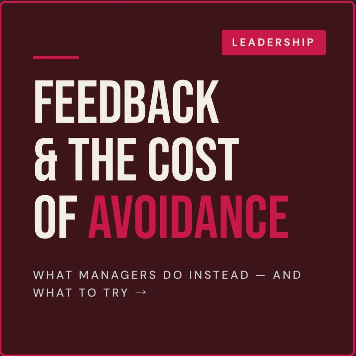 Avoiding a feedback conversation doesn&rsquo;t make it go away. (no matter how hard you wish it)

It just makes it bigger &mdash; inside your team&rsquo;s heads.
I see it all the time. Managers who genuinely care about their people, but can&rsquo;t b