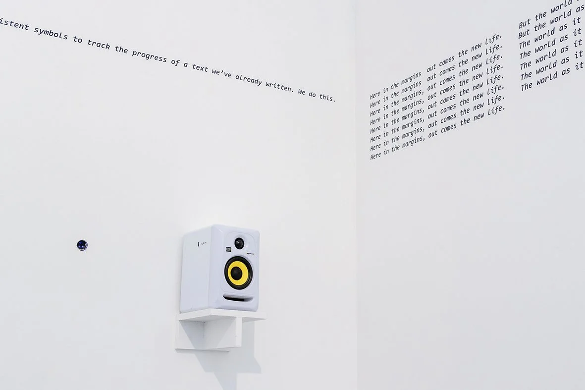 Kat Lang, P2Polyphony, 2024, (detail). Live AV installation.
That Subliminal AI, The rise of the virtual, 2024. Wall text (detail).
Photo: Ted Whitaker