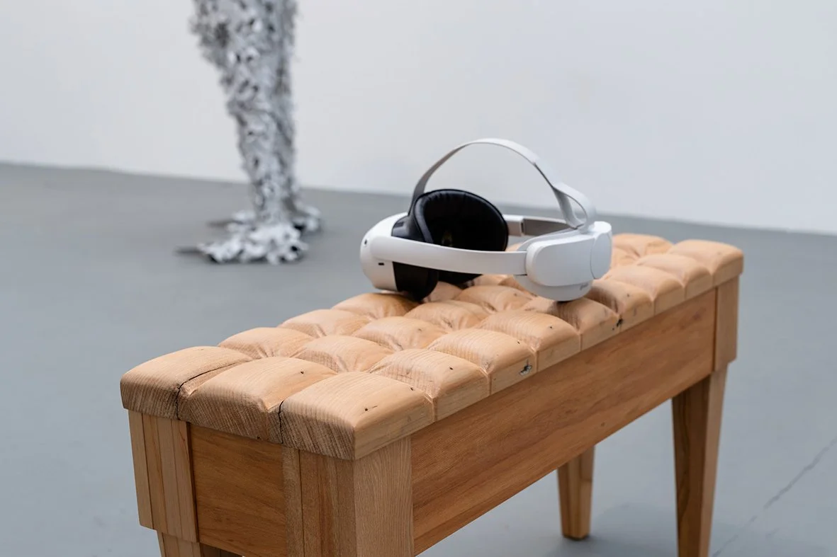 Miranda Bellamy and Amanda Fauteux, A Wardian Case, 2021-2024. 4-channel augmented reality video installation (13:38 minutes), kauri, rimu.
Photo: Ted Whitaker