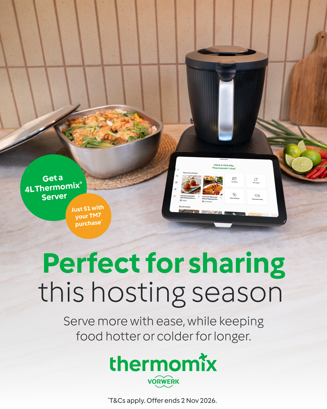 4L Thermomix Server for $1 with TM7 purchase, October 2026