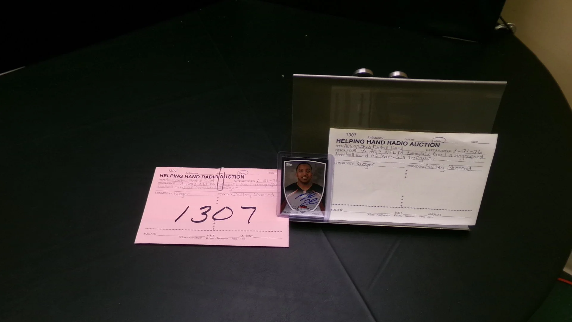 10 - Autographed Football Card of Marsalis Teague by Bailey Sherrod (Kroger).jpg