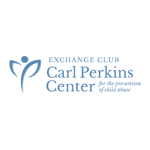 Logo for the Carl Perkins Center for the Prevention of Child Abuse, featuring a stylized human figure and text.