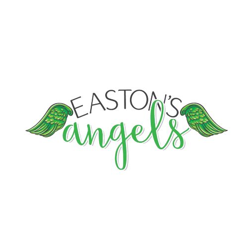 Logo for Easton's Angels featuring green angel wings and stylized green text.