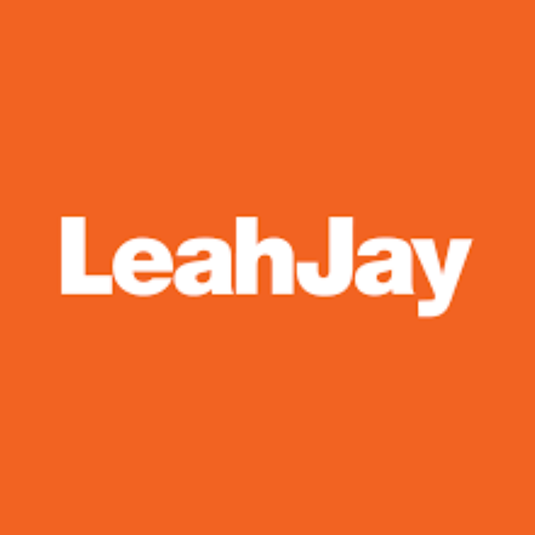 Orange background with white text displaying the name LeahJay.