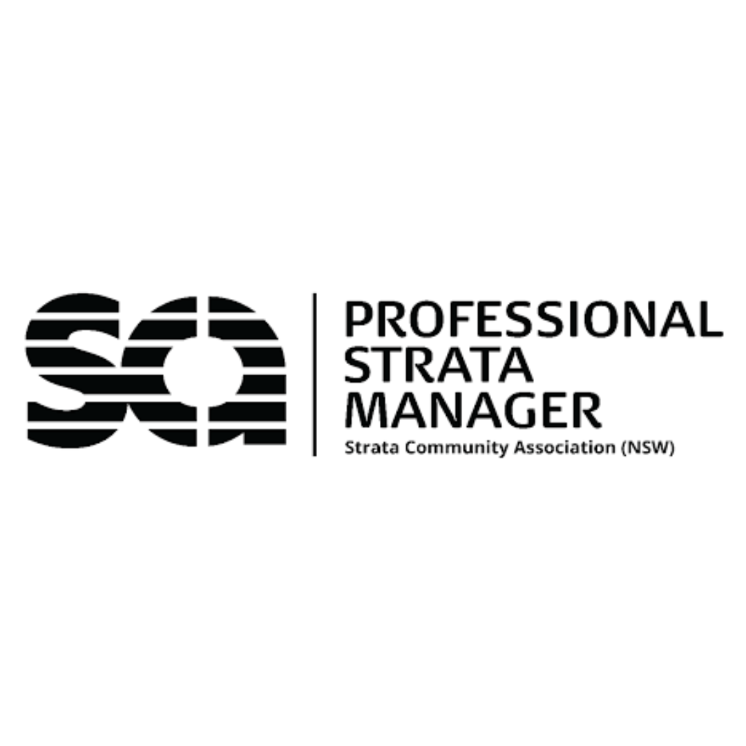 Logo for the Professional Strata Manager, Strata Community Association (NSW), featuring stylized 'PSSM' initials and a vertical line separating the text.
