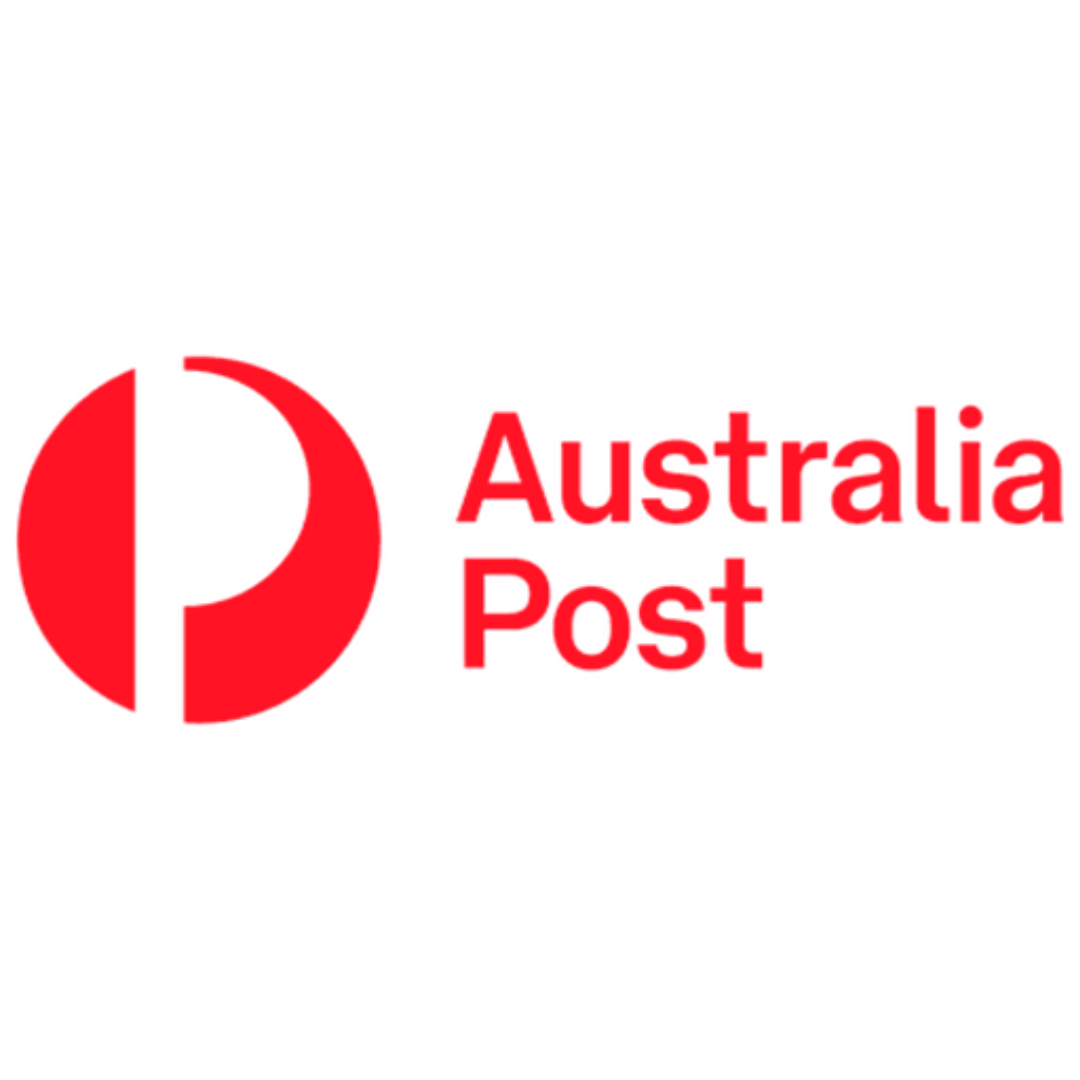 Australia Post logo in red with the words 'Australia Post' beside a circular symbol divided into red and white halves.