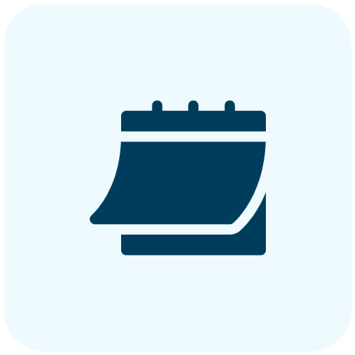 Icon of a calendar with a spiral binding at the top.