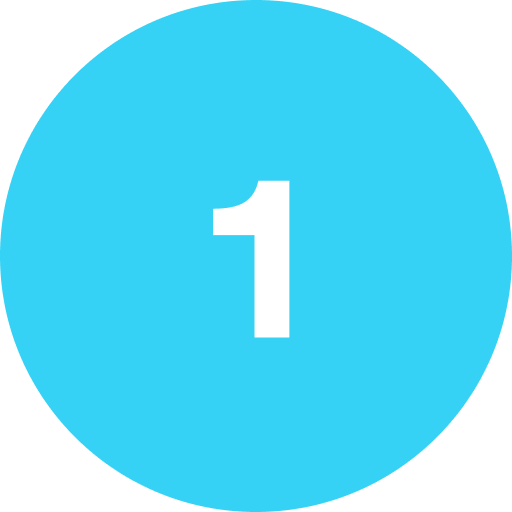 A blue circular badge with a white number one in the center.