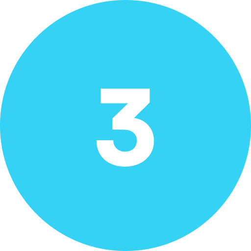 Blue circular badge with white number 3 in the center.