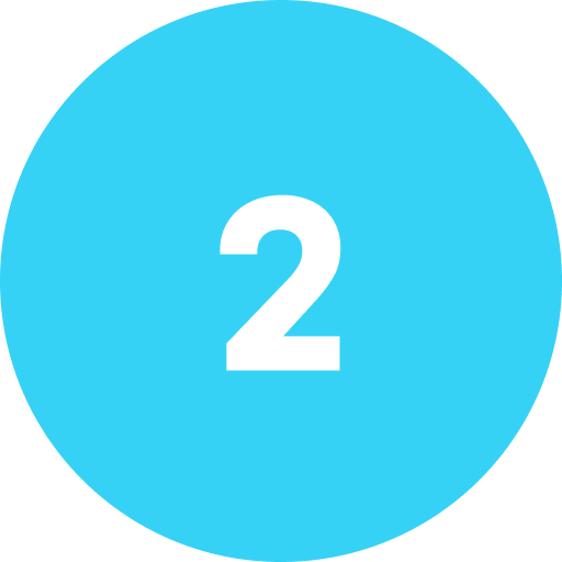 Blue circular button with the number 2 in white.