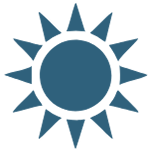 Sun icon with a circular center and alternating long and short rays around it.
