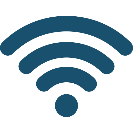 Wi-Fi signal icon with three curved lines and a dot at the bottom