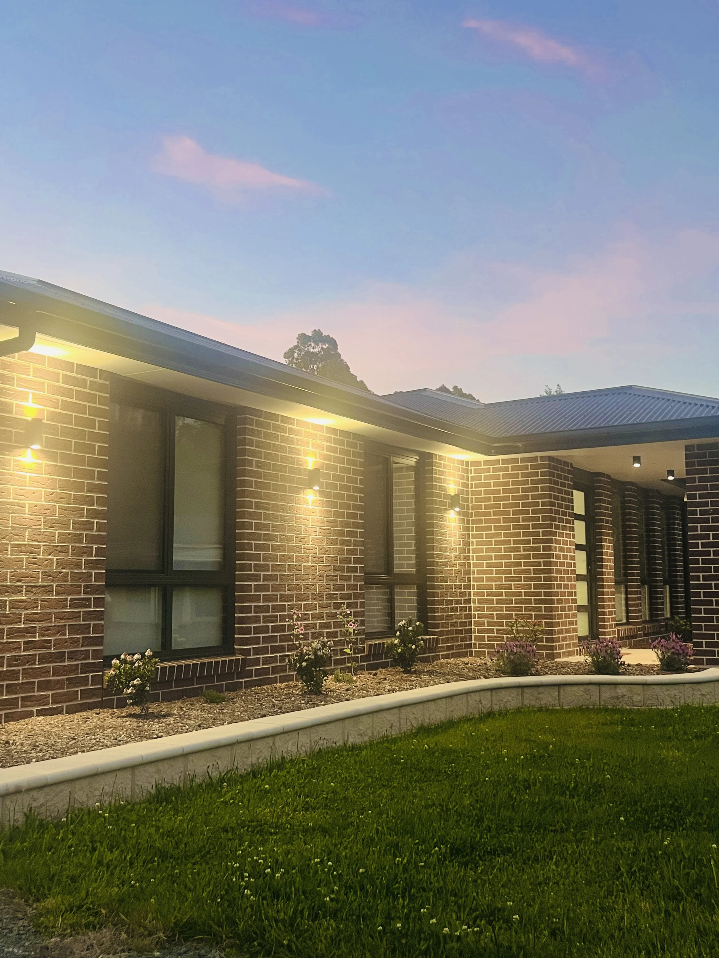 LED wall lights and LED down light on new home. LED lighting in Launceston