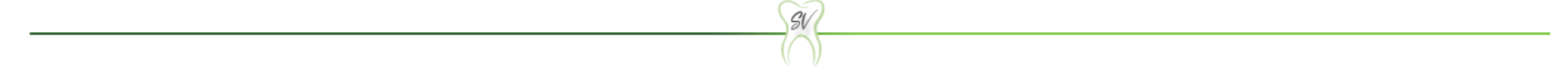 A white background with a thin green line across the middle, and a small green tooth icon with 'SV' above it in the center.
