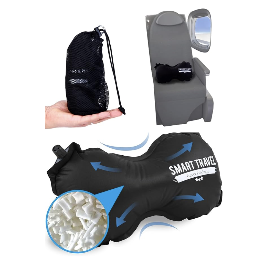 Inflatable Lumbar Support Pillow for Airplane - Blow up back support for those with achy backs