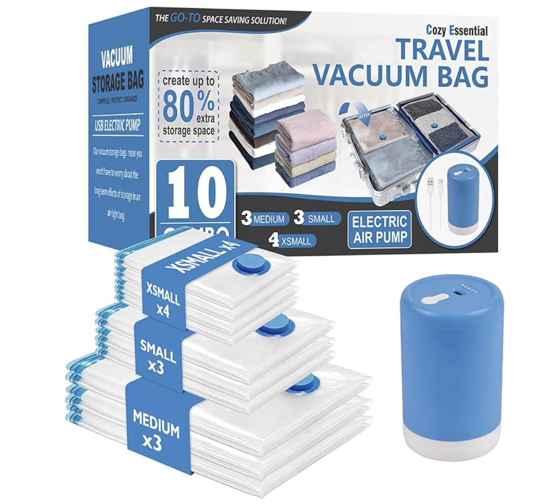 Need to squeeze some items in? This vacuum bag kit is perfect for the classic over-packer!