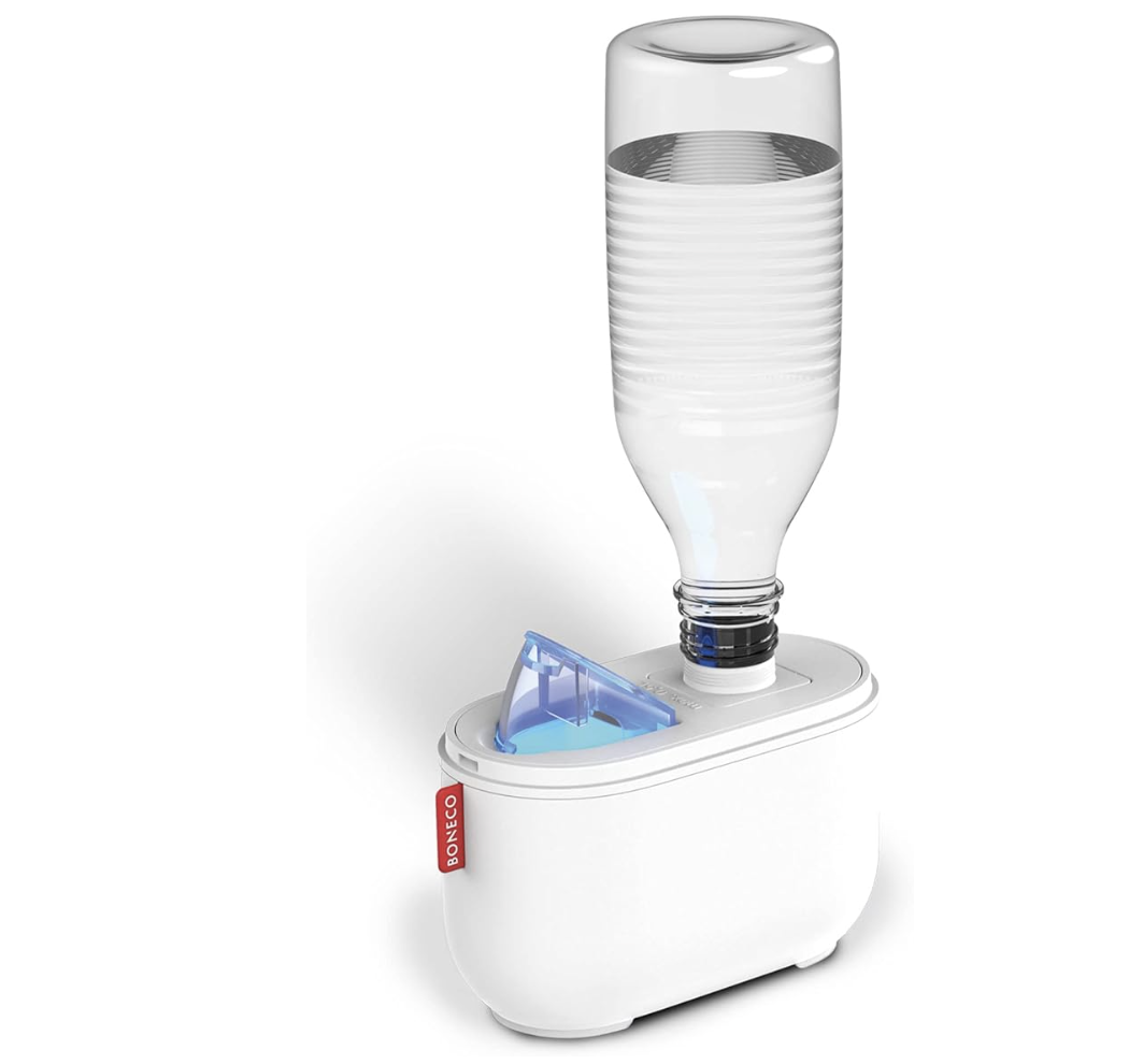 Traveling somewhere cold or dry? This is a great humidifer you can pack - just add a water bottle!
