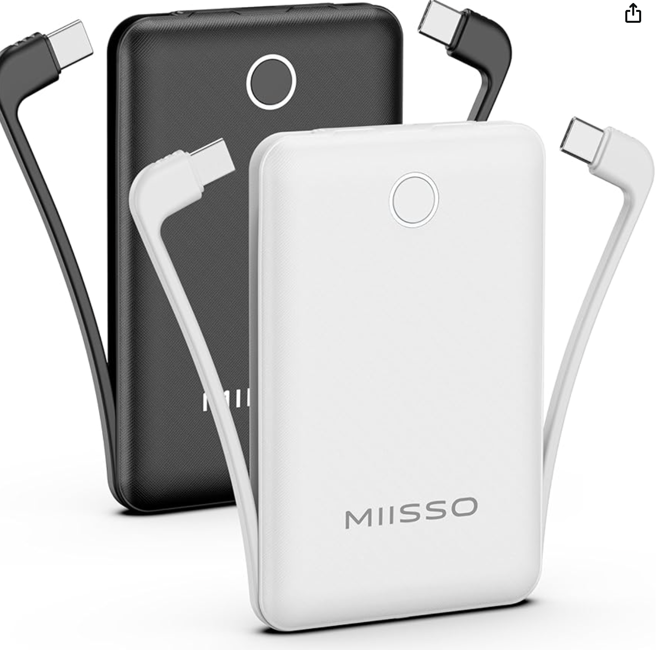 Slim Portable Charger with Built in Cables (2 Types)