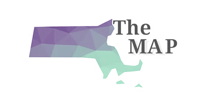 Stylized map of Long Island, New York, with the text 'The MAP' next to it.