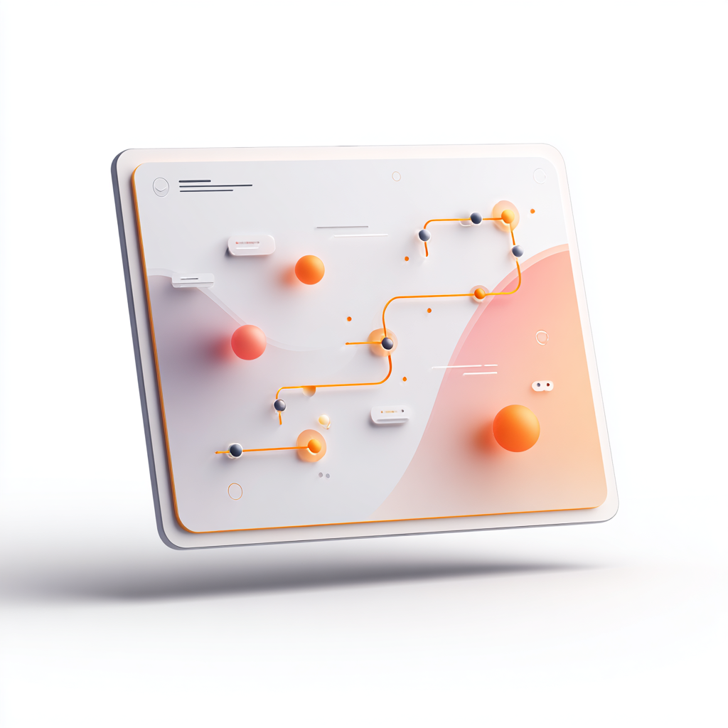 Abstract digital interface with glowing concentric circles, lines, and data points on a black background.