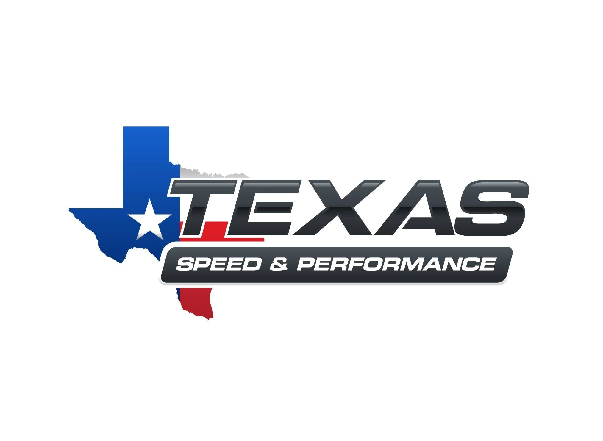 Logo for Texas Speed & Performance featuring a stylized map of Texas with a star and American flag colors, and bold text reading 'Texas Speed & Performance'.