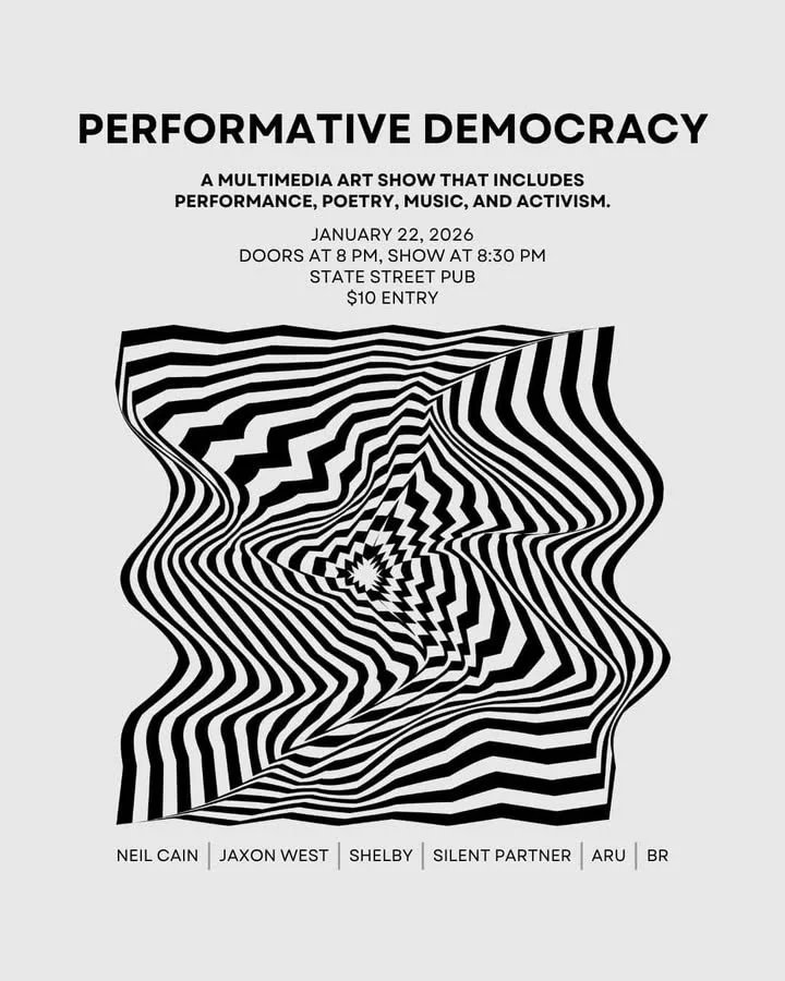 PERFORMATIVE DEMOCRACY - multimedia art show: Neil Cain, Jaxon West, Shelby, Silent Partner, Aru, BR