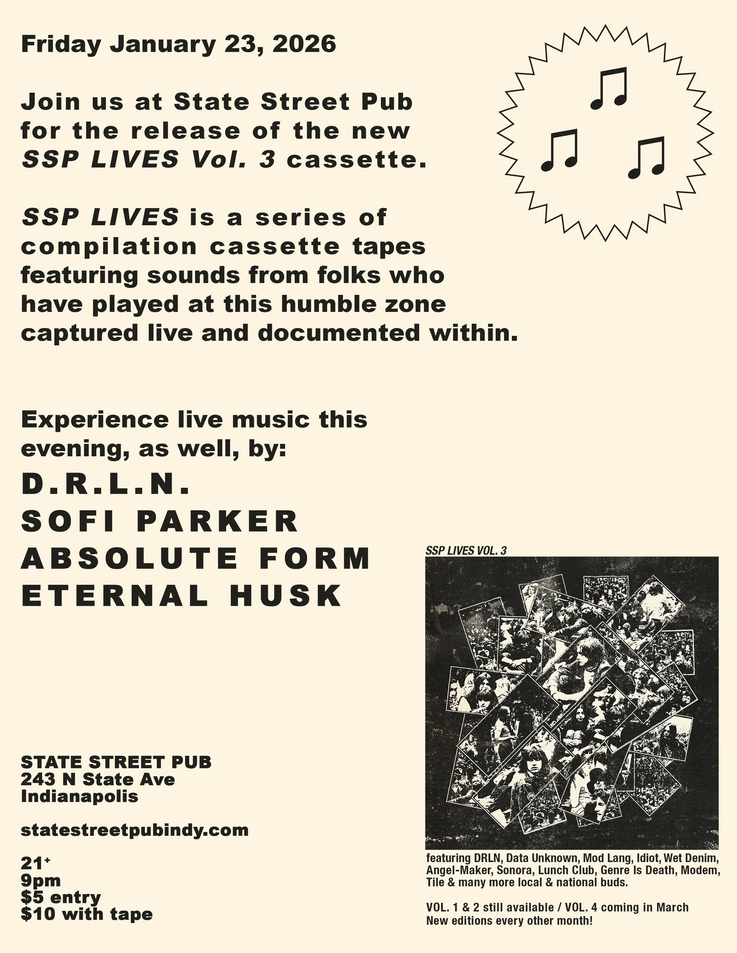SSP LIVES Vol. 3 Cassette Compilation Release Show