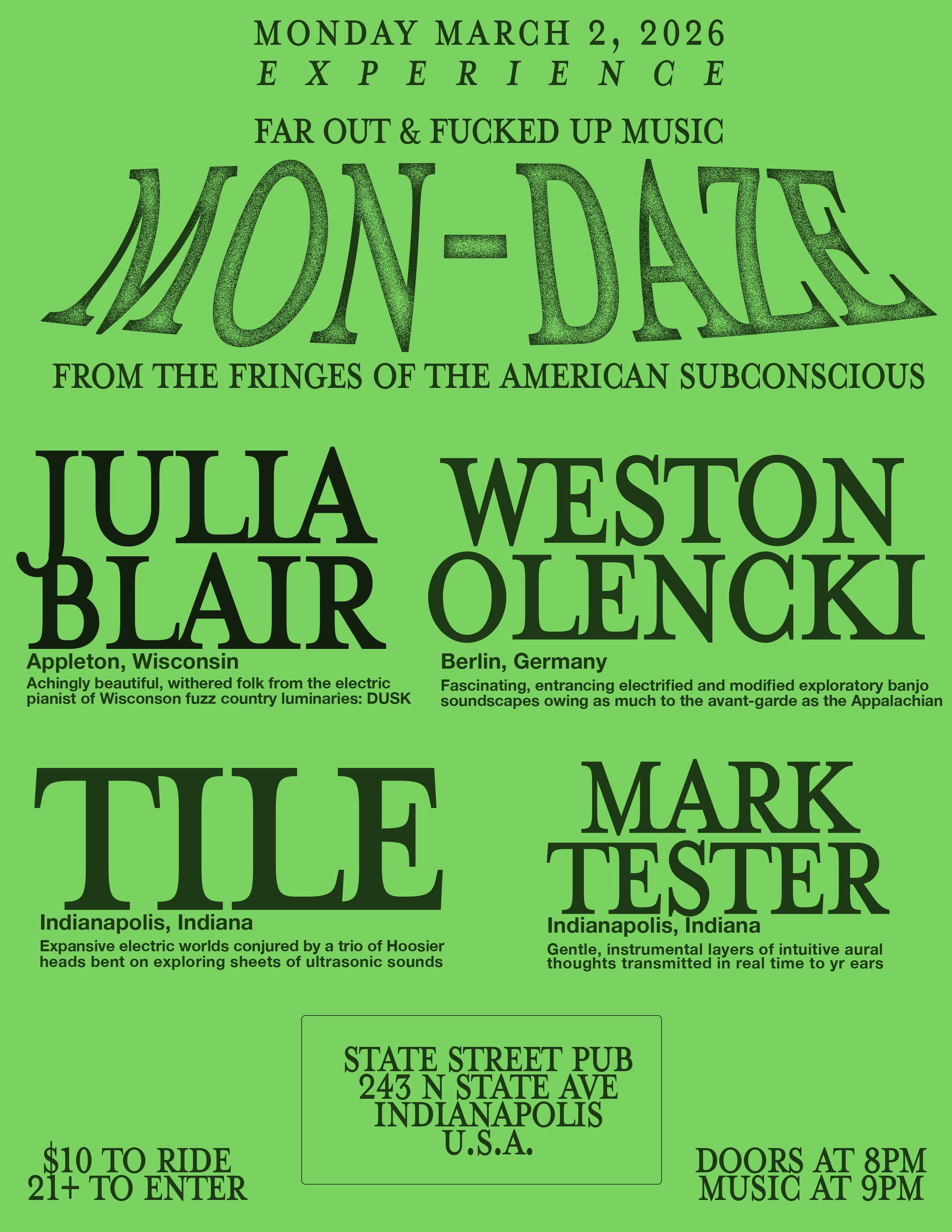 Julia Blair (Wisconsin), Weston Olencki (Berlin, Germany), Tile, Mark Tester