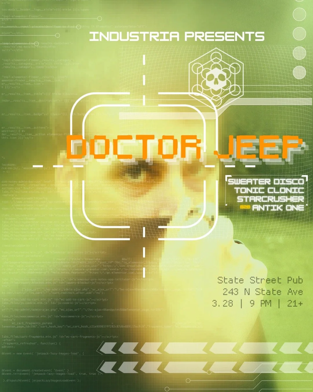 Industria presents Doctor Jeep, Sweater Disco, Tonic Clonic, Starcrusher, Antik One