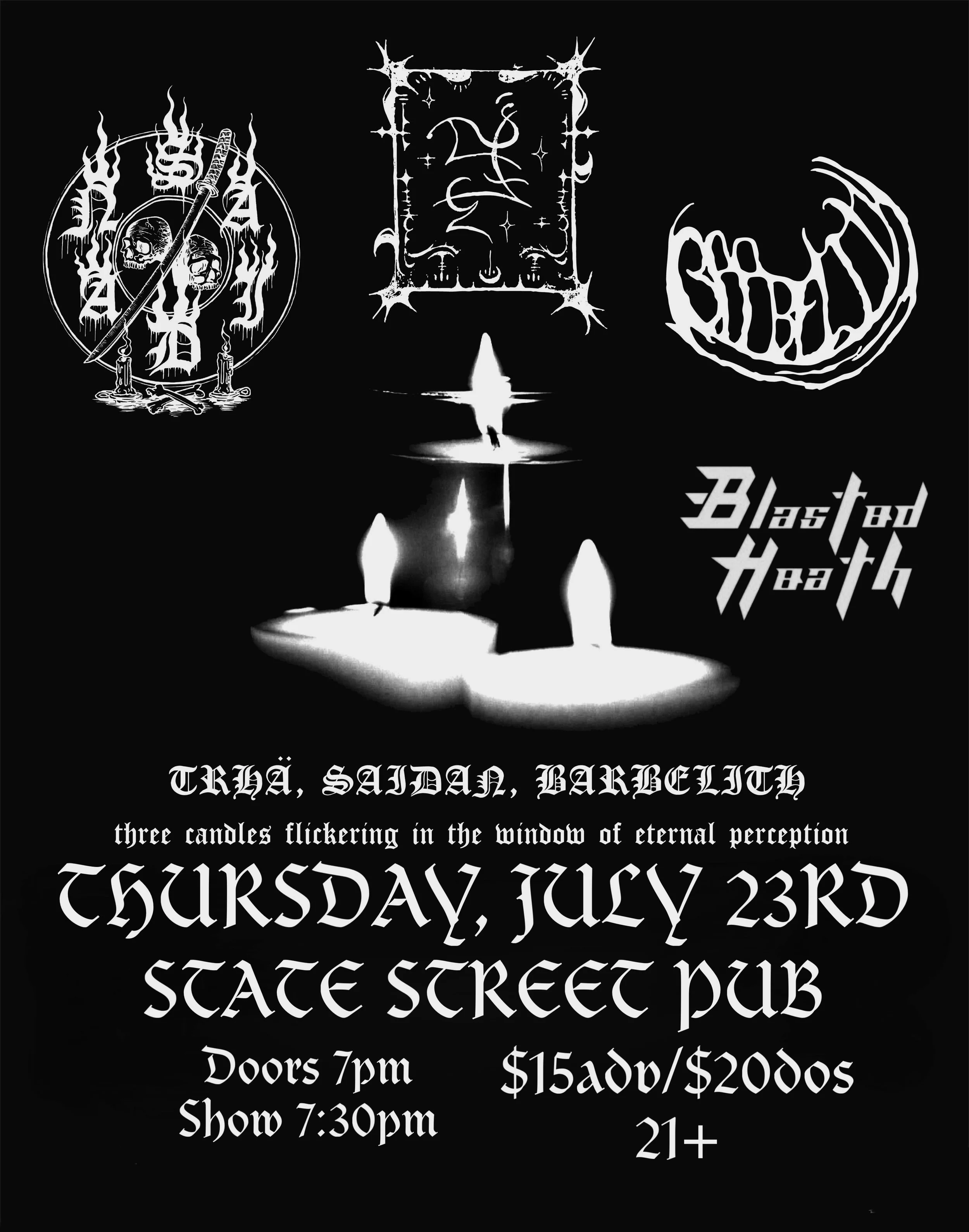 Stranger Attractions presents TRHA / SAIDAN / BARBELITH / BLASTED HEATH