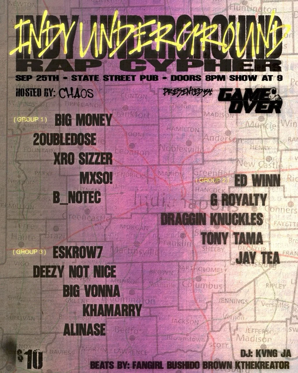 gameovercollective presents INDY UNDERGROUND RAP CYPHER