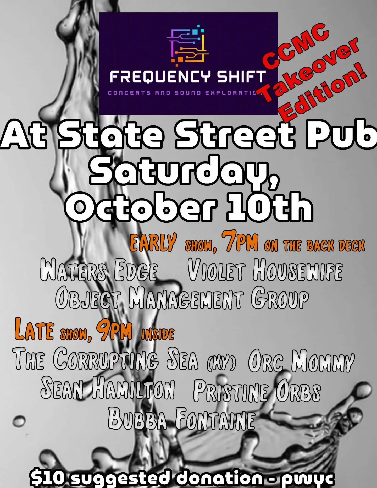 FREQUENCY SHIFT - ambient and modular night - WATERS EDGE / VIOLET HOUSEWIFE / OBJECT MANAGEMENT GROUP / THE CORRUPTING SEA / ORC MOMMY / SEAN HAMILTON / PRISTINE ORBS / BUBBA FONTAINE 