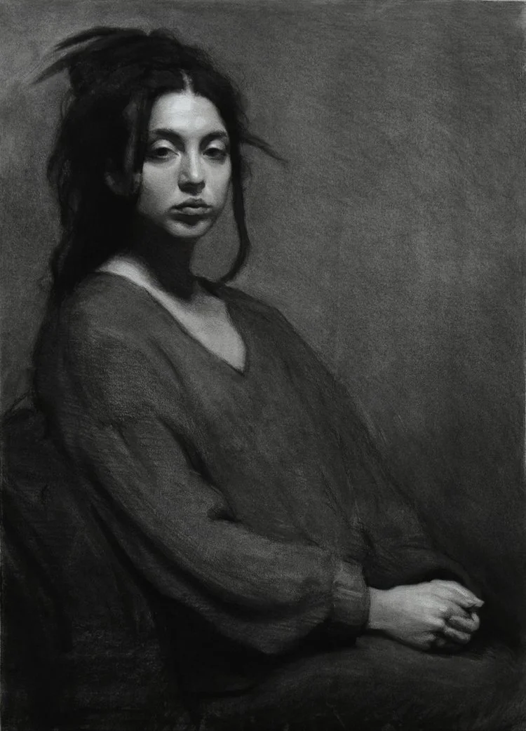 'Portrait of Sofia' - 65 x 90cm - Charcoal and Chalk on Toned Paper - 2022